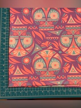 Spandex fabric, 1 yard. Purple Print Fabric Top with pink and Teal Accents